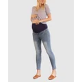 Angel Maternity - Maternity Over the Bump High Waist Denim Jeans - Slim (Blue) Maternity Over the Bump High Waist Denim Jeans