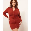 Atmos&Here Curvy - Lily Rouched Dress - Bodycon Dresses (Rust) Lily Rouched Dress
