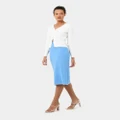 Forcast - Cosette Rib Knit Skirt - Pencil skirts (Stone Blue) Cosette Rib Knit Skirt