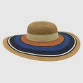 Jacaru - Jacaru 1764 Wide Brim Colour Stripes Hat - Headwear (Blue) Jacaru 1764 Wide Brim Colour Stripes Hat