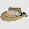 Jacaru - Jacaru 1020 Jillaroo Suede Leather Hat with scarf - Hats (Sand) Jacaru 1020 Jillaroo Suede Leather Hat with scarf