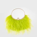 Olga Berg - Penny Feathered Frame Bag - Clutches (Green) Penny Feathered Frame Bag