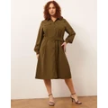 Atmos&Here Curvy - Mila Relaxed Utility Dress - Dresses (Khaki) Mila Relaxed Utility Dress