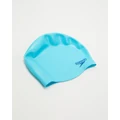 Speedo - Plain Moulded Silicone Junior Cap - Swim Caps (Blue) Plain Moulded Silicone Junior Cap