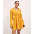 AERE - Linen Pocket Mini Dress - Dresses (Sunrise Yellow) Linen Pocket Mini Dress