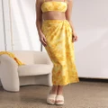 Dazie - Sunset Boulevard Twist Midi Skirt - Skirts (Yellow) Sunset Boulevard Twist Midi Skirt