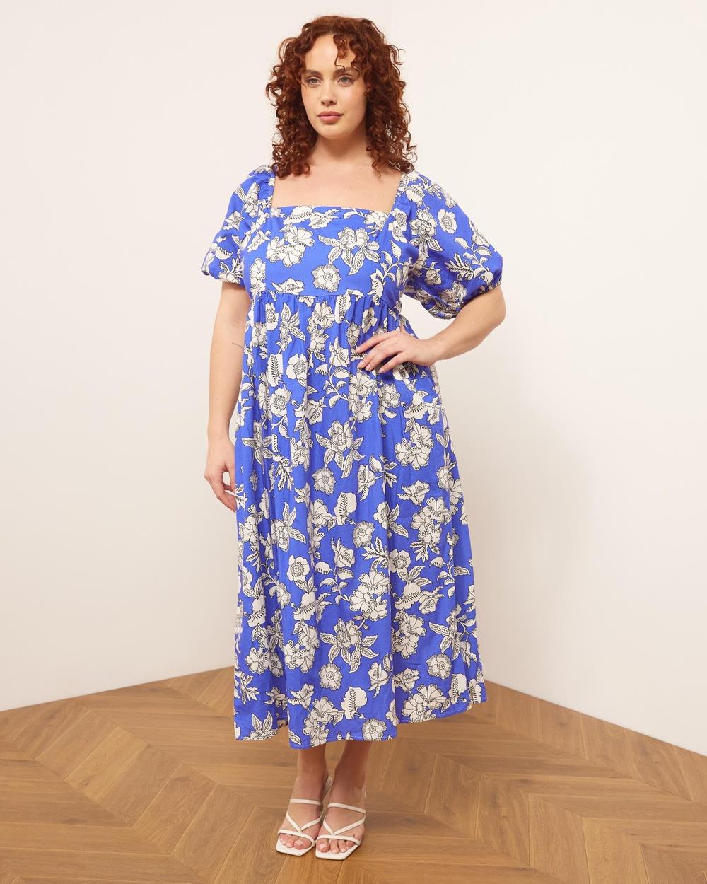 Atmos&Here Curvy - Maci Linen Blend Maxi Dress - Dresses (Bluebell) Maci Linen Blend Maxi Dress