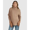 Angel Maternity - All in One Maternity Reversible Knit Jumper Champagne - Jumpers & Cardigans (Champagne) All in One Maternity Reversible Knit Jumper Champagne