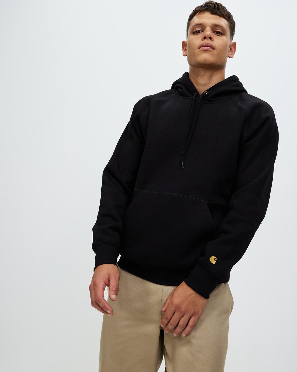 Carhartt WIP - Hooded Chase Sweatshirt - Hoodies (Black & Gold) Hooded Chase Sweatshirt