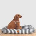 Mog & Bone - Bolster Dog Bed Charcoal Hampton Stripe - Home (CHARCOAL HAMPTONS STRIPE) Bolster Dog Bed - Charcoal Hampton Stripe