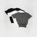 Silent Theory - Downtown Tie Tee 3 Pack - Short Sleeve T-Shirts (WHITE/BLACK/CHAR) Downtown Tie Tee 3-Pack