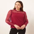 Atmos&Here - Vita Lace Contrast Top - Tops (Wine) Vita Lace Contrast Top