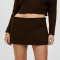 Style Addict - Chunky Knit Mini Skirt - Skirts (Brown) Chunky Knit Mini Skirt