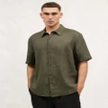 AERE - Ss Linen Shirt - Shirts & Polos (Khaki) Ss Linen Shirt
