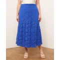 Atmos&Here Curvy - Vida Lace Midi Skirt - Skirts (Cobalt) Vida Lace Midi Skirt