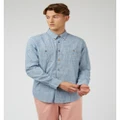 Ben Sherman - Long Sleeve Texture Shirt - Casual shirts (BLUE) Long Sleeve Texture Shirt
