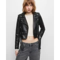Pull&Bear - Faux Leather Biker Jacket - Coats & Jackets (Black) Faux Leather Biker Jacket