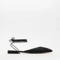 Atmos&Here - Sophia Lace Up Leather Flats - Flats (Black Leather) Sophia Lace Up Leather Flats