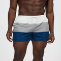 Ellesse - Vespore Swim Shorts - Swimwear (Off White, Grey & Dark Blue) Vespore Swim Shorts