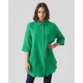 Vero Moda - Natali 3 4 Long Overshirt - Casual shirts (Green) Natali 3-4 Long Overshirt