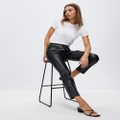 Atmos&Here - Kelsea Cropped Leather Look Pants - Pants (Black) Kelsea Cropped Leather Look Pants