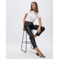 Atmos&Here - Kelsea Cropped Leather Look Pants - Pants (Black) Kelsea Cropped Leather Look Pants