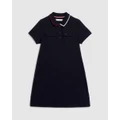 Tommy Hilfiger - Global Stripe Polo Dress Short Sleeved Teens - Dresses (Desert Sky) Global Stripe Polo Dress Short Sleeved - Teens