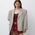 Pull&Bear - Oversize Double breasted Buttoned Blazer - Blazers (Sand) Oversize Double-breasted Buttoned Blazer