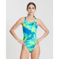 adidas Swim - Infinitex + Pulse Allover Print Swimsuit - One-Piece / Swimsuit (Yellow, Ice Yellow & Icy Blue) Infinitex + Pulse Allover Print Swimsuit