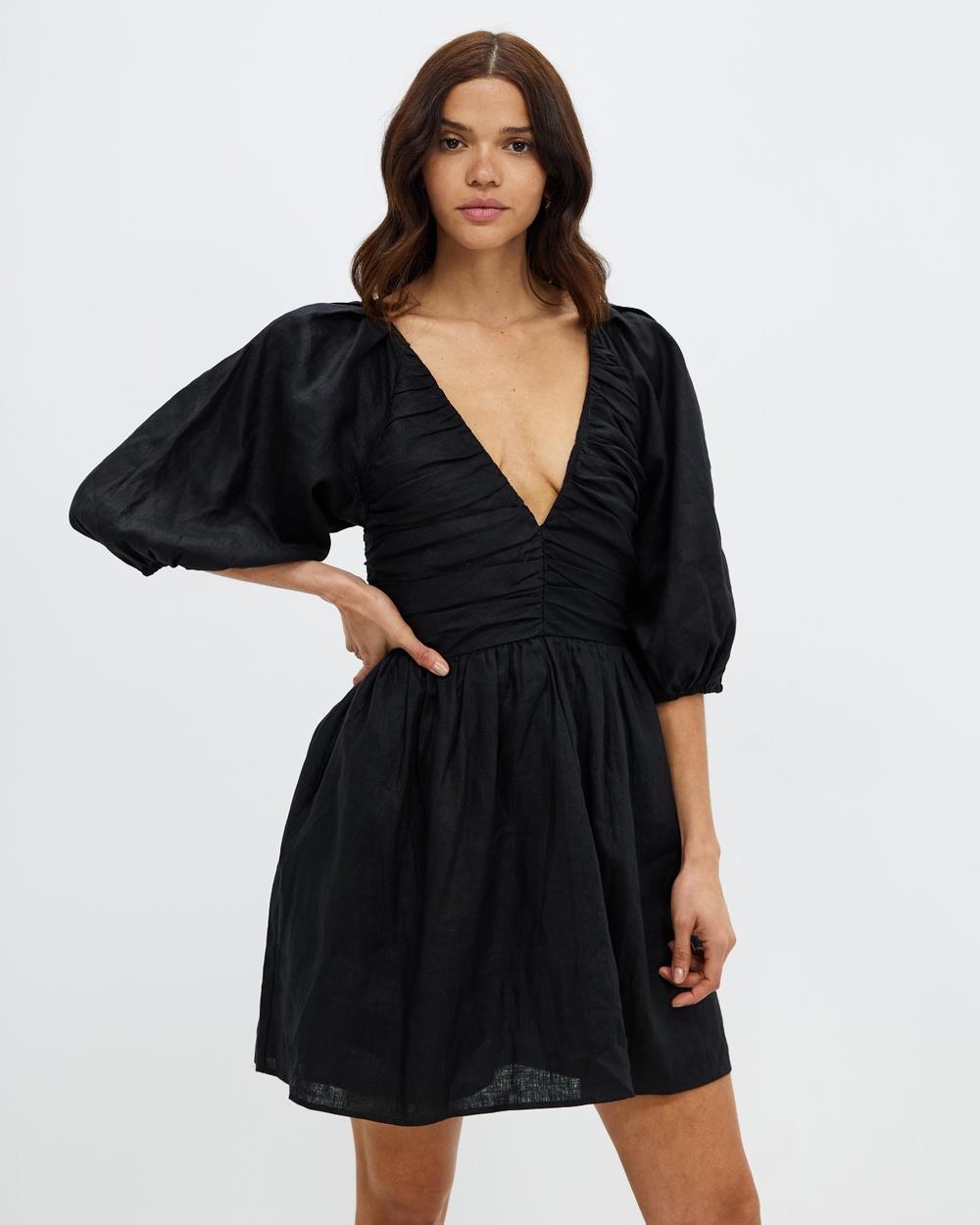 AERE - Ruched Bodice Mini Dress - Dresses (Black) Ruched Bodice Mini Dress