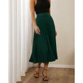 Atmos&Here - Hailey Pleated Belt Midi Skirt - Pleated skirts (Emerald) Hailey Pleated Belt Midi Skirt