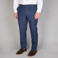 Simon Carter - Linen Indigo Blue Check Trouser - Pants (INDIGO) Linen Indigo Blue Check Trouser