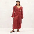 AERE - Textured Wrap Dress - Dresses (Cinabar) Textured Wrap Dress