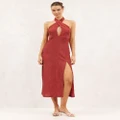 AERE - Textured Halter Midi Dress - Dresses (Cinabar) Textured Halter Midi Dress