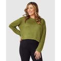 Angel Maternity - Phoebe Maternity Cropped Knit in Green - Jumpers & Cardigans (Green) Phoebe Maternity Cropped Knit in Green