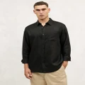 AERE - Ls Linen Shirt - Shirts & Polos (Black) Ls Linen Shirt