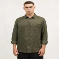 AERE - Ls Linen Shirt - Shirts & Polos (Khaki) Ls Linen Shirt