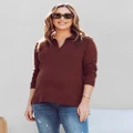 Angel Maternity - Jolie Maternity Polo Knit in Brown - Jumpers & Cardigans (Brown) Jolie Maternity Polo Knit in Brown