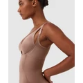 Spanx - SHAPING SATIN Open Bust Mid thigh Bodysuit - Briefs (Nude) SHAPING SATIN-Open-Bust Mid-thigh Bodysuit