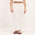AERE - Button Through Midi Skirt - Skirts (Soft White) Button Through Midi Skirt