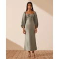 Shona Joy - Luxe Ruched Bodice Long Sleeve Midi Dress - Bridesmaid Dresses (Eucalyptus) Luxe Ruched Bodice Long Sleeve Midi Dress