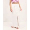 AERE - Elasticated Split Front Maxi Skirt - Skirts (White) Elasticated Split Front Maxi Skirt
