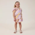 Cotton On Kids - Sara Puff Sleeve Top Kids - Tops (Rainbow & Shell Check) Sara Puff Sleeve Top - Kids
