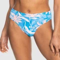 Roxy - Womens Roxy Love The Shorey Mid Waist Bikini Bottoms - Bikini Bottoms (AZURE BLUE CASA FLEUR) Womens Roxy Love The Shorey Mid Waist Bikini Bottoms