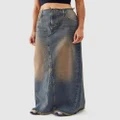 BDG By Urban Outfitters - Frankie Midi Overdye Skirt - Denim skirts (Vntge Denim Md) Frankie Midi Overdye Skirt