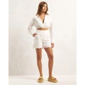 AERE - Broderie Trim Shorts - High-Waisted (White) Broderie Trim Shorts