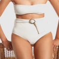JETS - Isla Rib Belted High Waisted Bikini Bottom - Bikini Set (Cream) Isla Rib Belted High Waisted Bikini Bottom