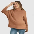 Angel Maternity - All in One Maternity Reversible Knit Jumper Apricot - Jumpers & Cardigans (Apricot) All in One Maternity Reversible Knit Jumper Apricot