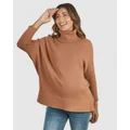Angel Maternity - All in One Maternity Reversible Knit Jumper Apricot - Jumpers & Cardigans (Apricot) All in One Maternity Reversible Knit Jumper Apricot