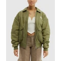 BDG By Urban Outfitters - Padded Varsity Jacket - Coats & Jackets (Khaki) Padded Varsity Jacket
